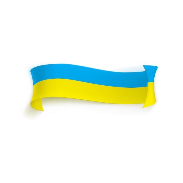 Вектор Баннер с синей и желтой лентой из лент или бумаги свиток пергамента украинский флаг