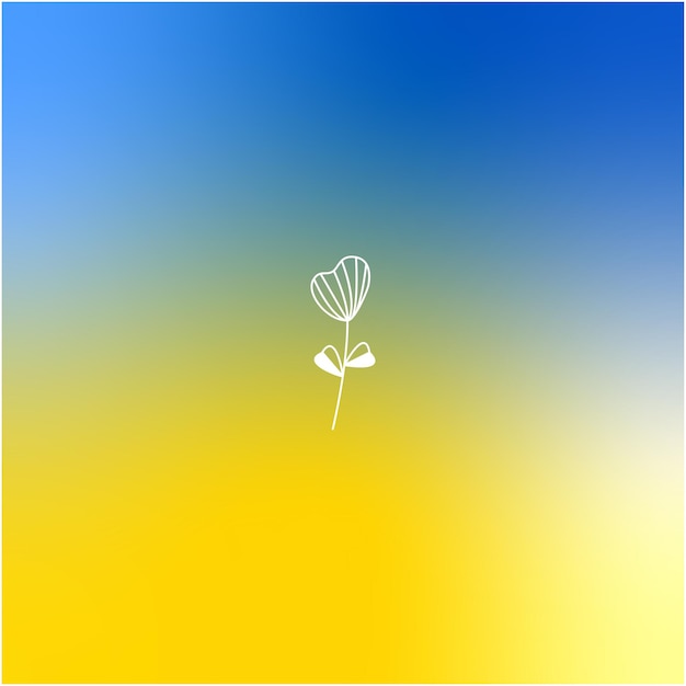 Вектор Синий и желтый гладкий градиентный фон с одним цветком в форме сердца абстрактный флаг украины