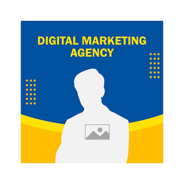 青と黄色のソーシャルメディア投稿テンプレート デザイン デジタルマーケティング