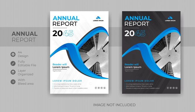Blue annual report business brochure flyer template