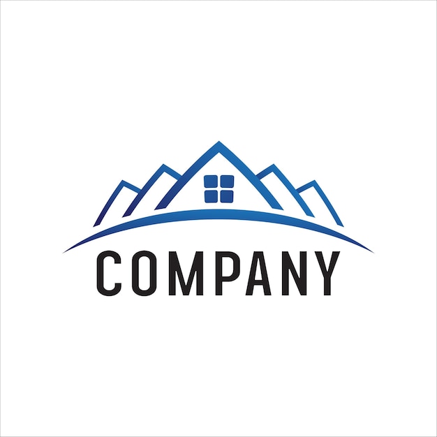Blue Arch House Illustration Real Estate Logo Design Template