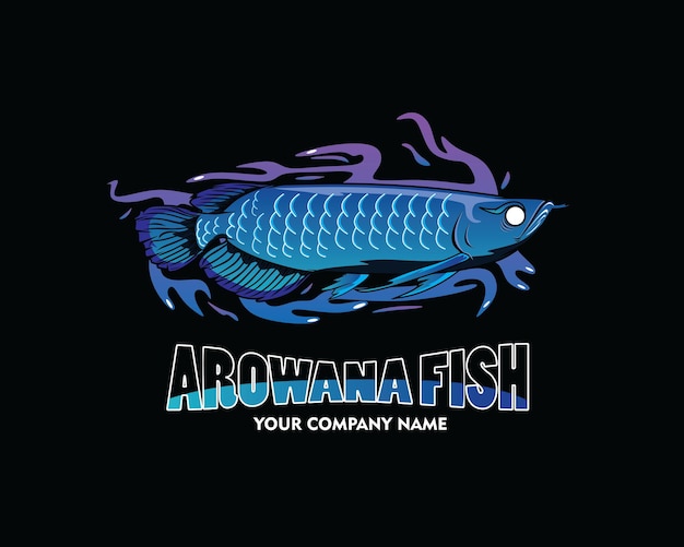 Blue arowana mascot logo design