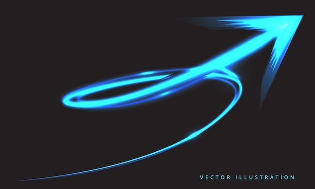 Blue arrow speed motion spiral light neon technology dark background design futuristic vector