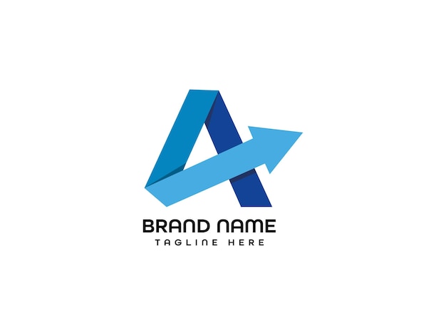 A blue arrow that says'brand name'on it