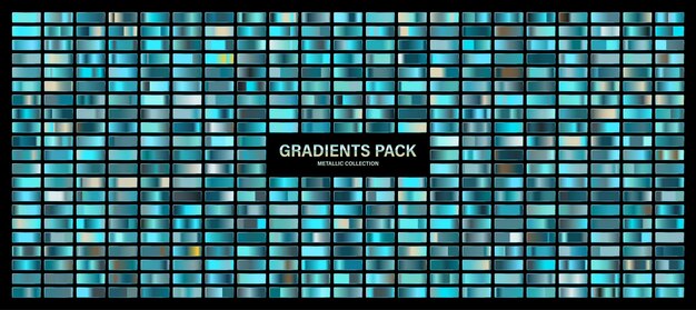 Vector blue azure glossy gradient metal foil texture color swatch set collection of high quality gradients