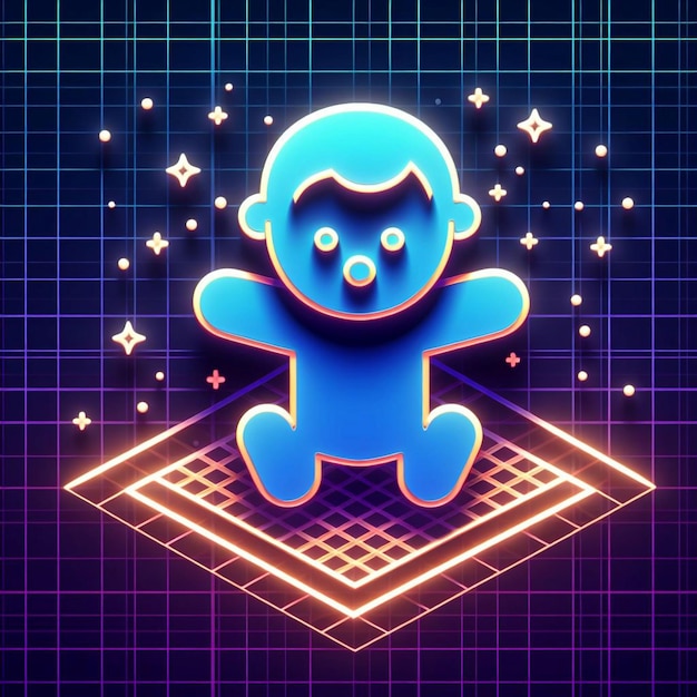 Vector a blue baby on a black mat with a blue bear on it