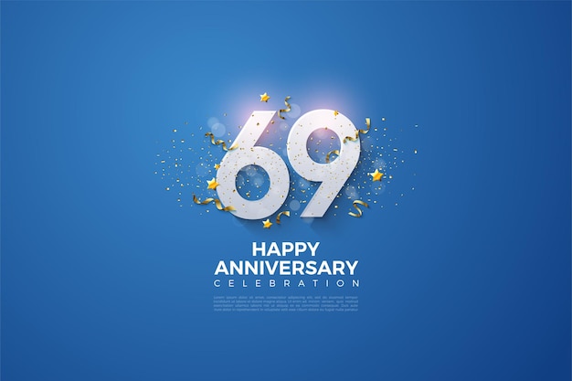 blue background for 69th anniversary celebration.