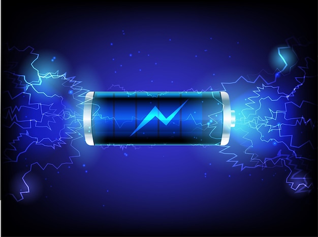 Vector blue background battery charging