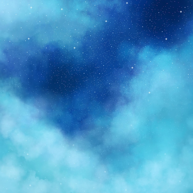 Blue background night starry sky with clouds