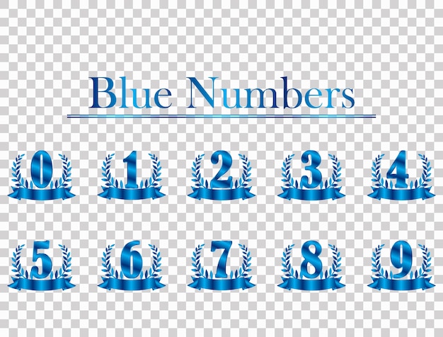 Numero di sfondo blu isolato da sfondo trasparente.