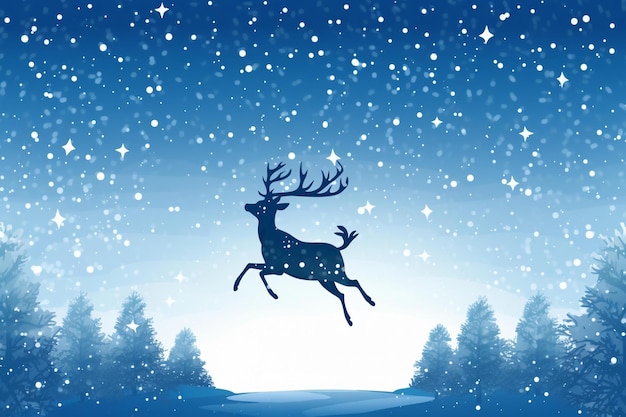 Blue Background Reindeer Jumping Spark