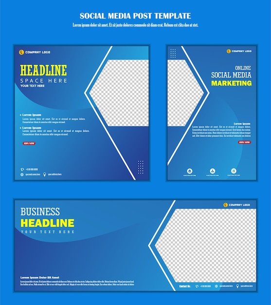 Blue background social media post template