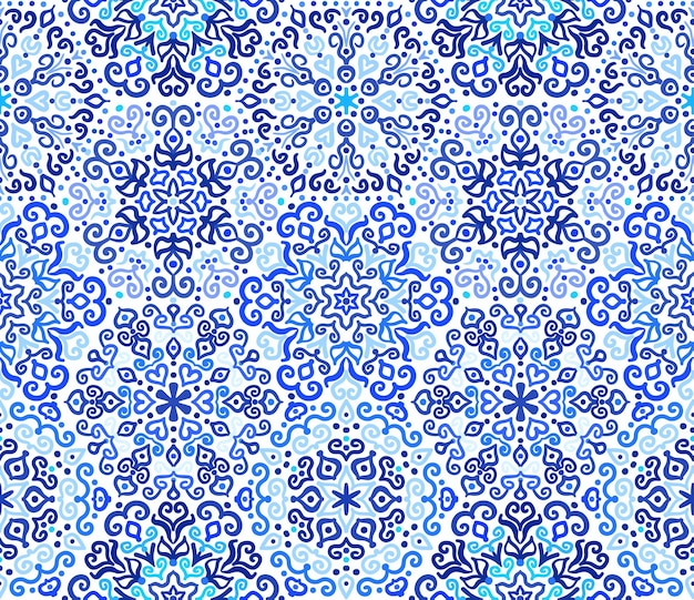 Blue background Stylized flower seamless pattern Square boho design element Vector illustration Wallpaper print interior textile decoration Luxury indigo fabric graphic Floral weave ornament