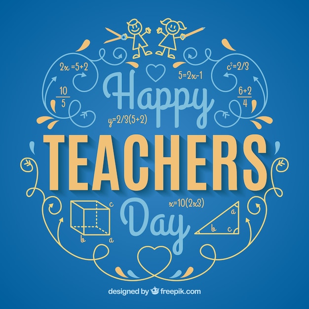 Vector blue background, teacher's day