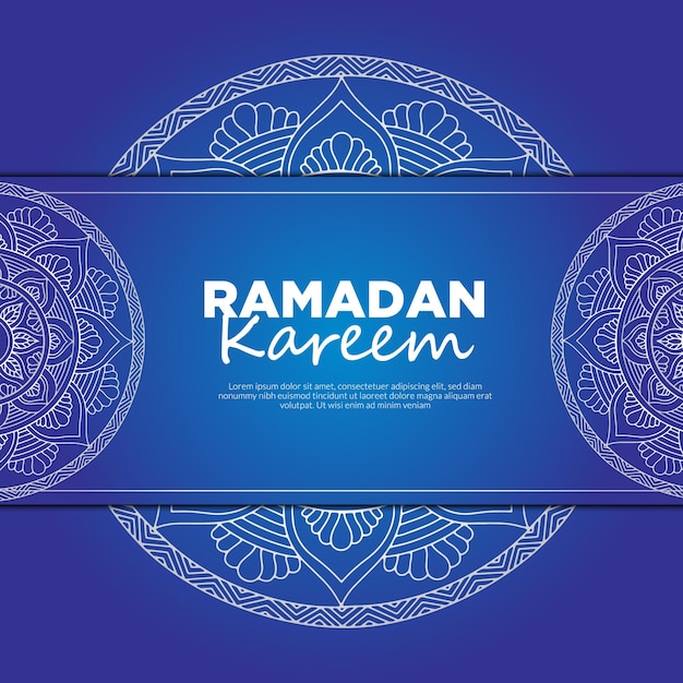 A blue background with a blue background with a blue background and the words ramadan kareem.