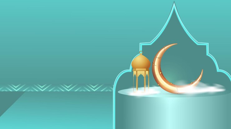 वेक्टर a blue background with a crescent and a crescent and the text ramadan