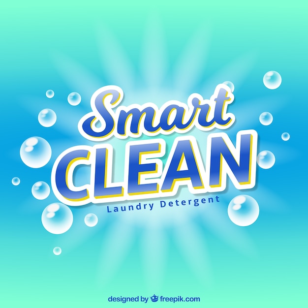 Vector blue background with detergent bubbles
