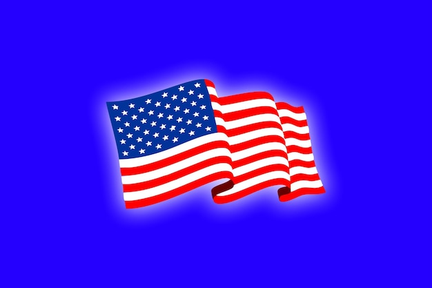 Vector a blue background with a flag of the united states of america.