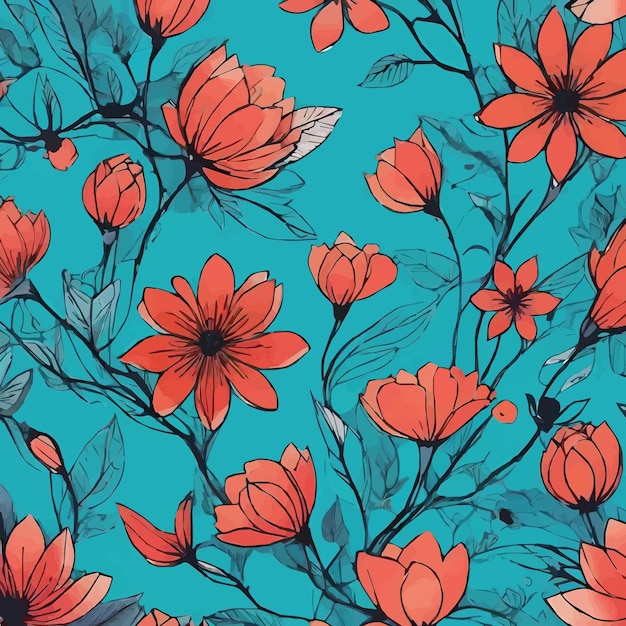 A blue background with flowers