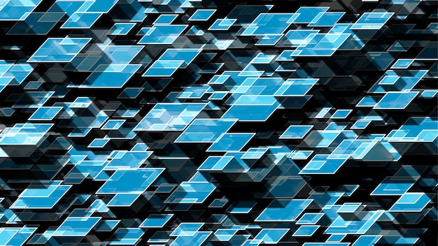 blue background with geometric cubes