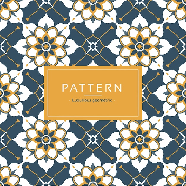 Vector a blue background with a gold label that says pattern ramadan