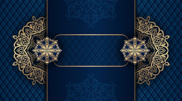 Blue background with golden mandala ornament