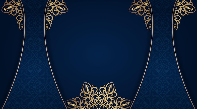 ベクトル 黄金の曼荼羅の飾りと青色の背景