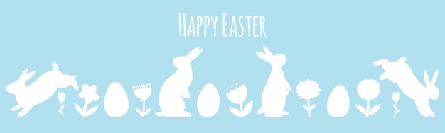A blue background with a happy easter text.