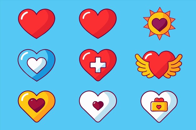 Vector a blue background with hearts and a cross with a cross on it