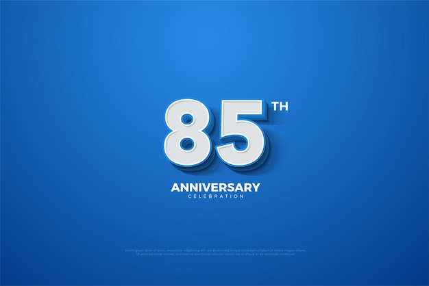 85주년 축하를 위한 조명 효과가 있는 파란색 배경.