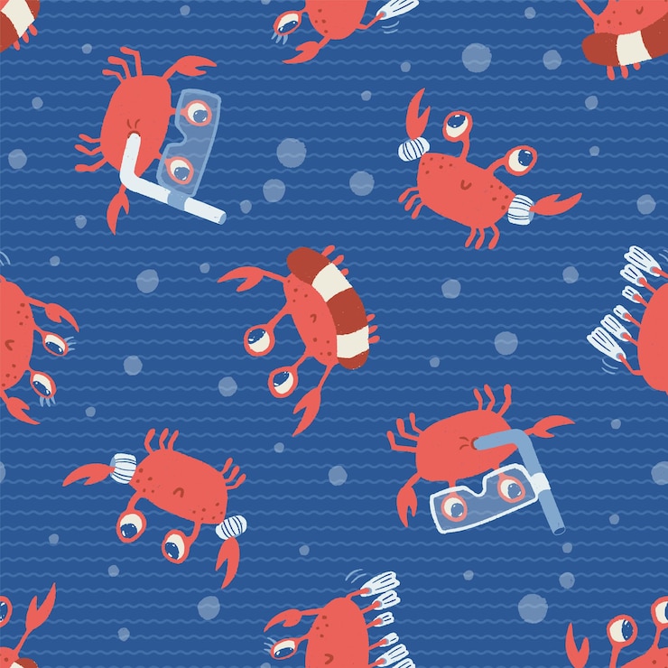 Vector a blue background with lobsters and a blue background with the words lobsters