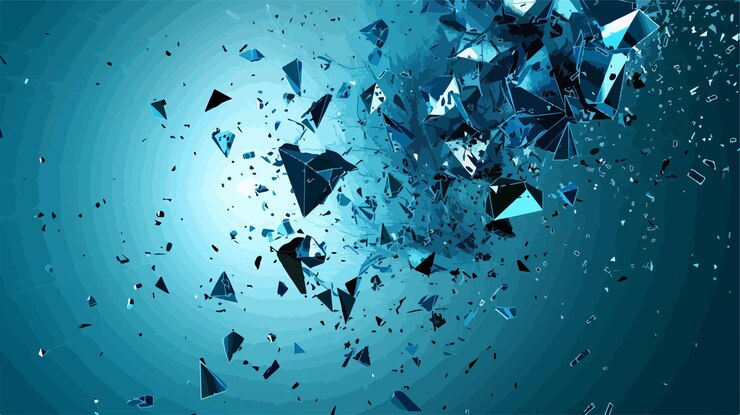 Vector a blue background with many triangles and the word geometric on it