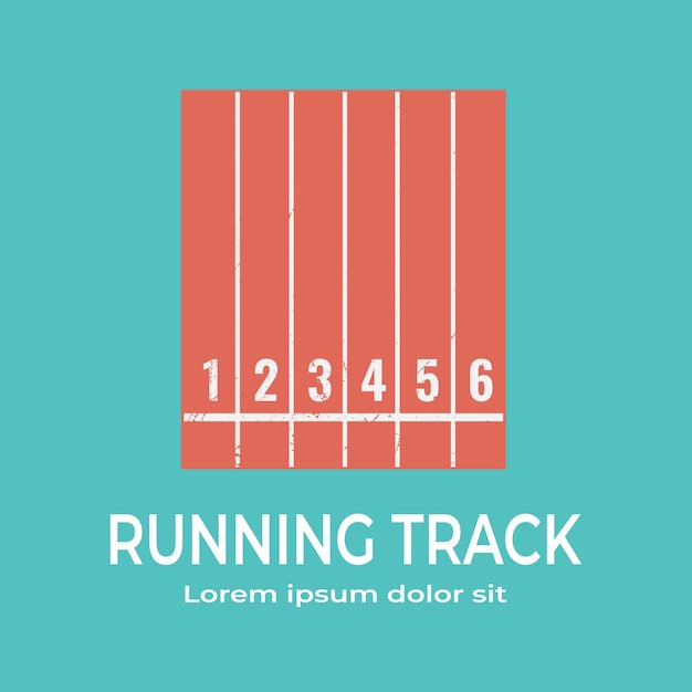 Vector a blue background with a red track and numbers on it running track top view