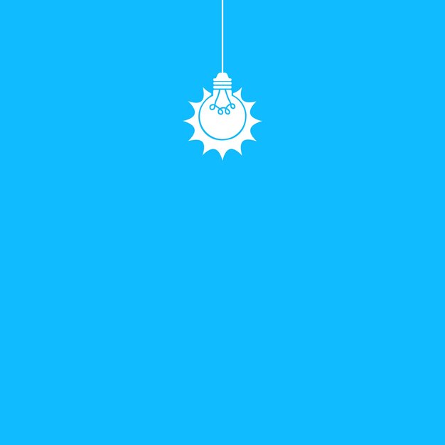 Blue background with white light bulb