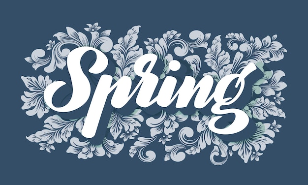 A blue background with the word spring written on it.