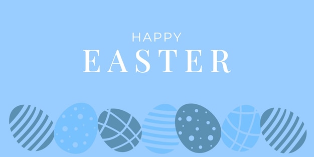 Vector a blue background with the words happy easter in white letters.