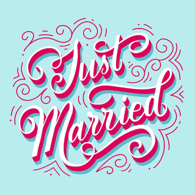 Premium Vector A blue background with the words just married written