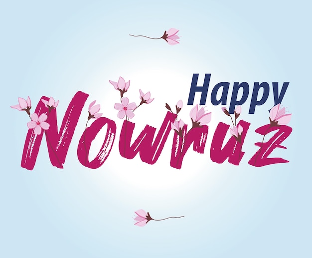 A blue background with the words nowruz written in red letters.