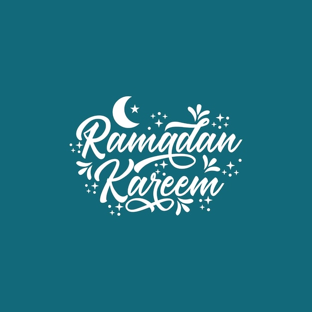 Uno sfondo blu con le parole ramadan kareem e una falce di luna.