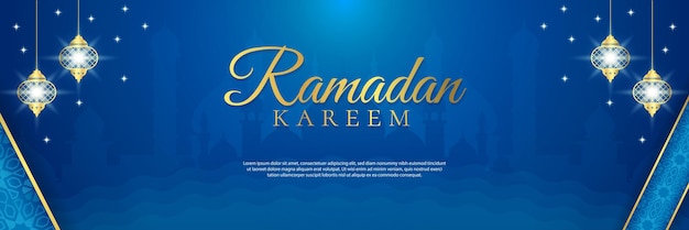 A blue background with the words ramadan kareem on it