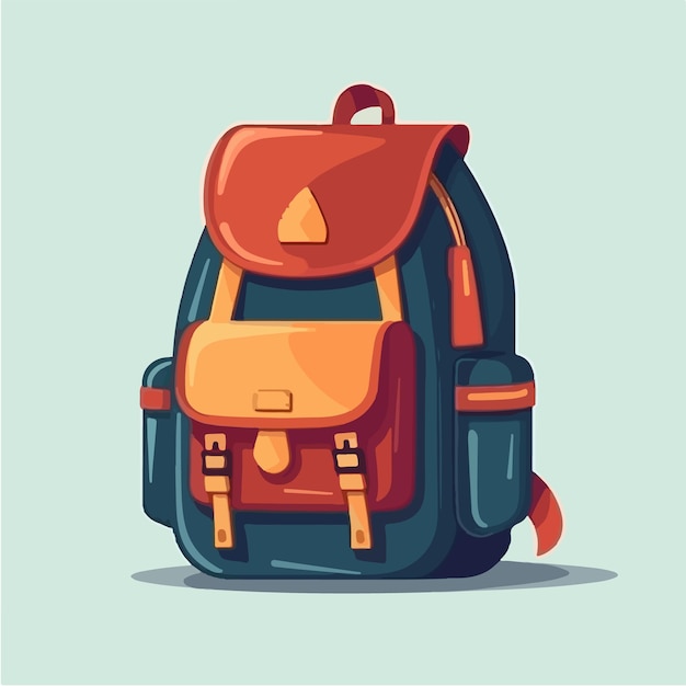 A blue backpack with a red backpack on it.