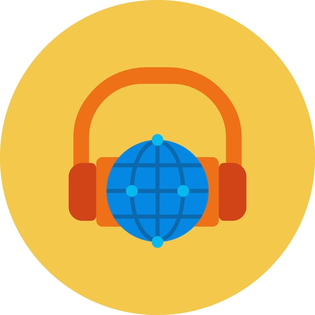 Vector a blue ball with headphones on it with an orange background