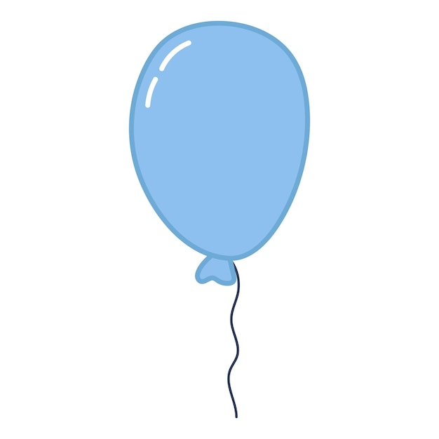 Blue balloon in cartoon style Hand drawn illustration Vector isolated on white background