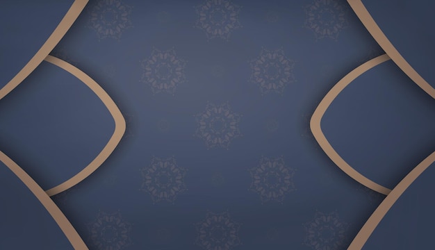 Modello di banner blu con ornamento marrone astratto e spazio logo