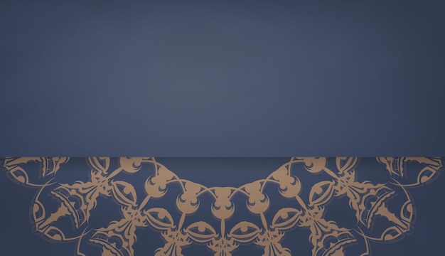 고급스러운 갈색 패턴과 로고 공간이 있는 파란색 배너 템플릿