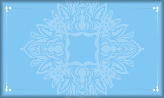 Шаблон синего баннера с роскошным белым узором для дизайна под вашим логотипом