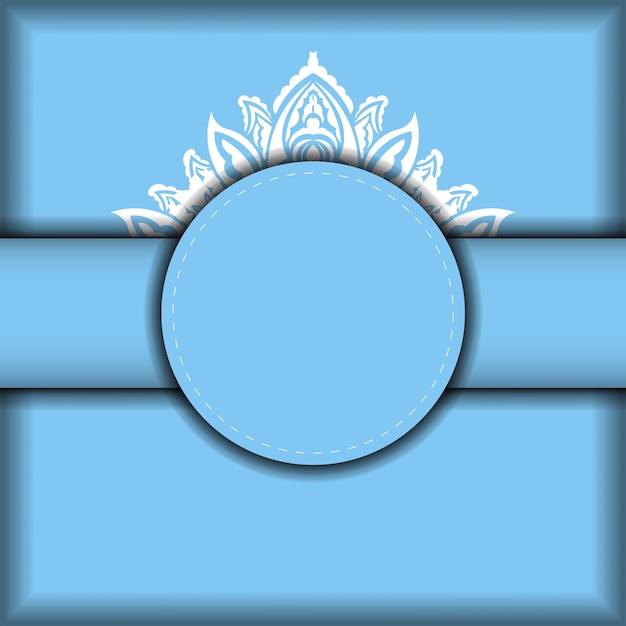 Modello di banner blu con ornamento bianco mandala e posto per il tuo logo