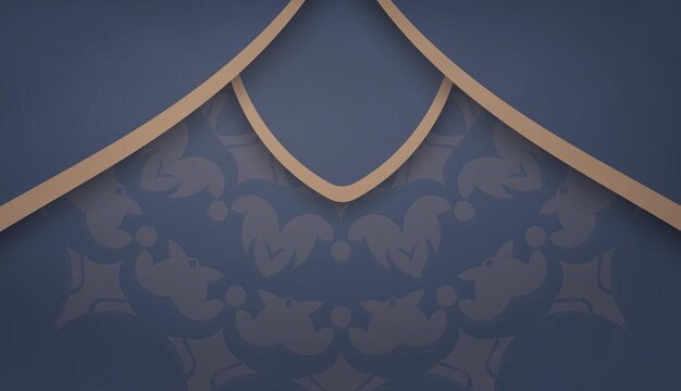 Шаблон синего баннера с винтажным коричневым узором и пространством для текста