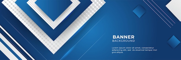 Vector blue banner templates designed for the web. simple blue banner or backdrop with geometric shapes as texture, usable as backdrop or design element. three-dimensional pixelated mosaic.