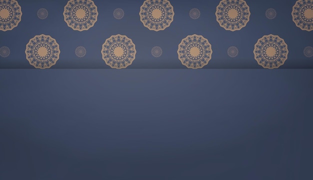 Blue banner with brown mandala pattern and place for text
